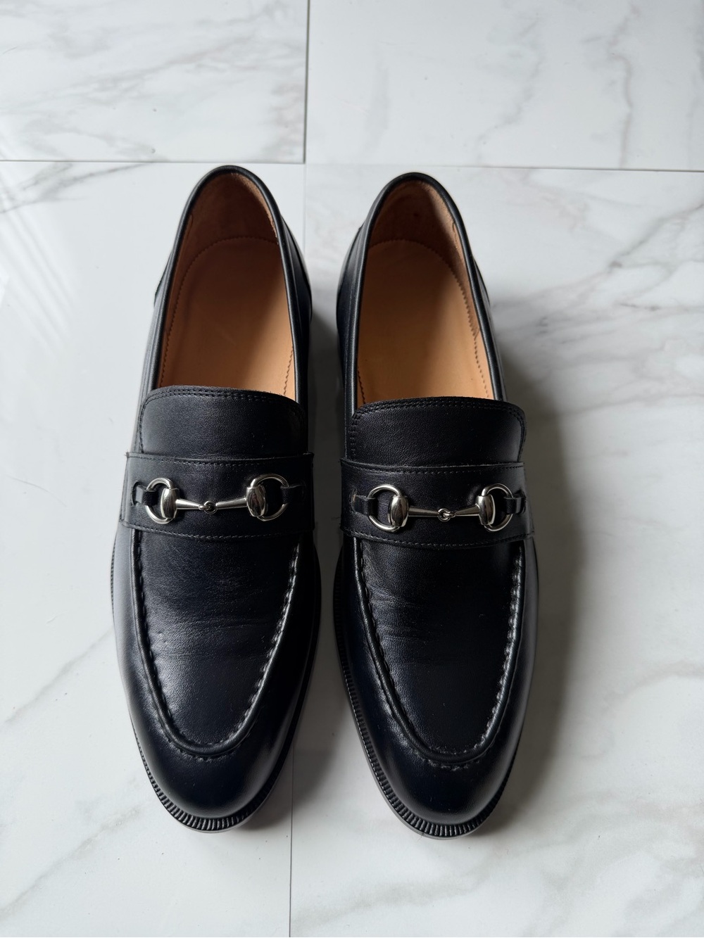 Men's Black Leather Bit Slip-On Loafers